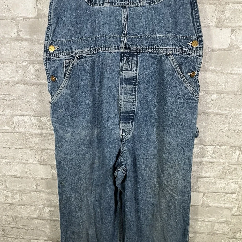 Vintage 90s Carhartt Denim Overalls BU2898 USA Made Workwear 34x34 Distressed